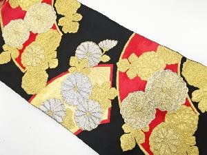 アンティーク　地紙に菊模様織り出し袋帯（着用可）